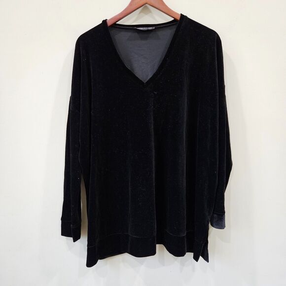 Jones New York Womens Whimsygoth Velvet Top Plus Size Black Office Witchy Grunge - Picture 1 of 10